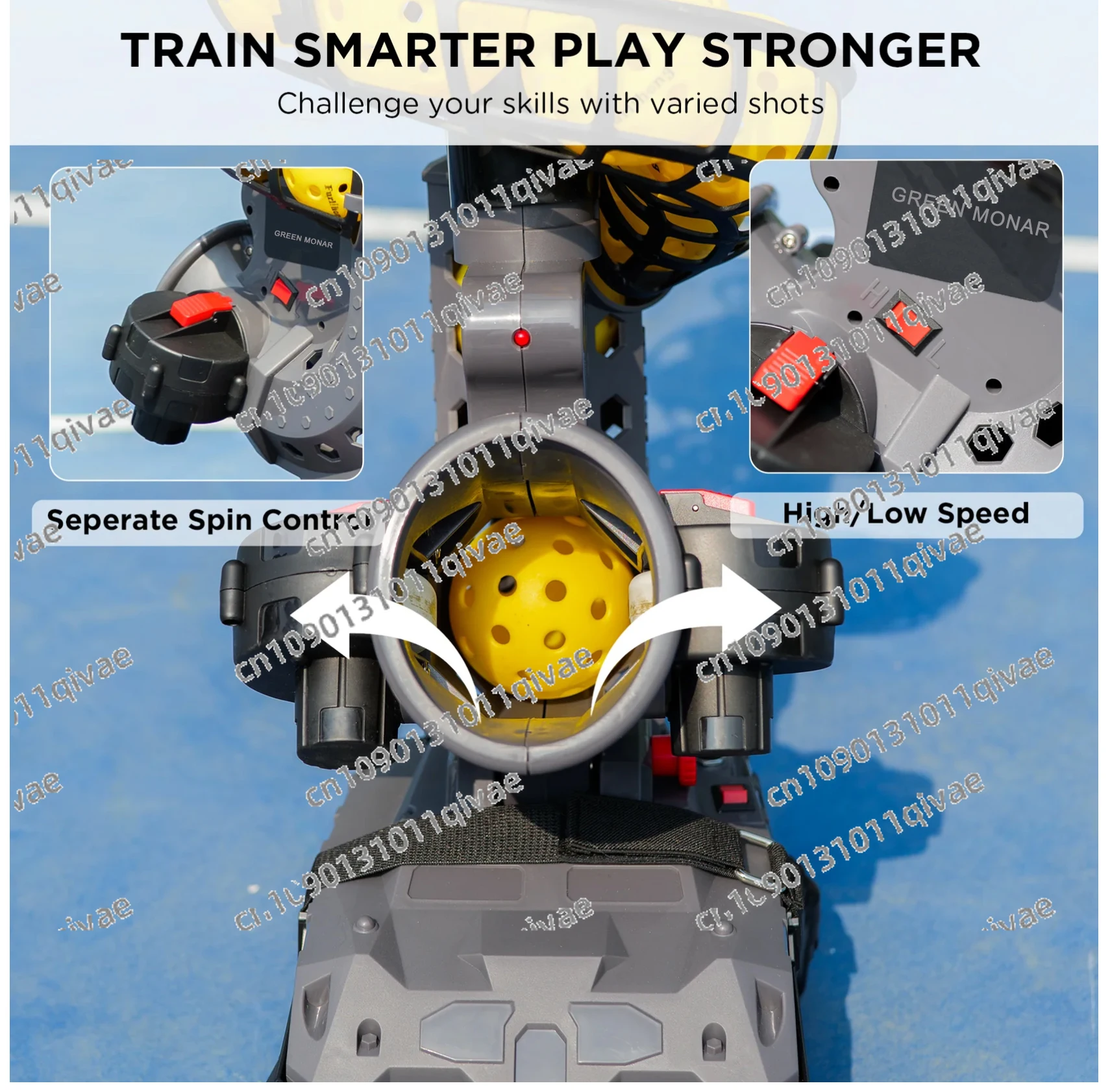 Automatic Launcher Adjustable Speed Spin Angles Dinks Chops Baseball Serves Auto Swing for Forehand Backhand Training