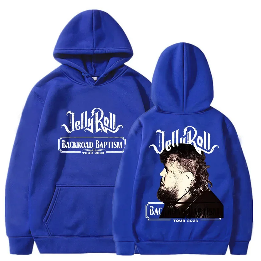 2025 Jelly Roll Long Sleeved Fleece Hoodie Back Print  Hip Hop Sweatshirts Gothic Hooded Clothing Fashion Retro Classic Simple