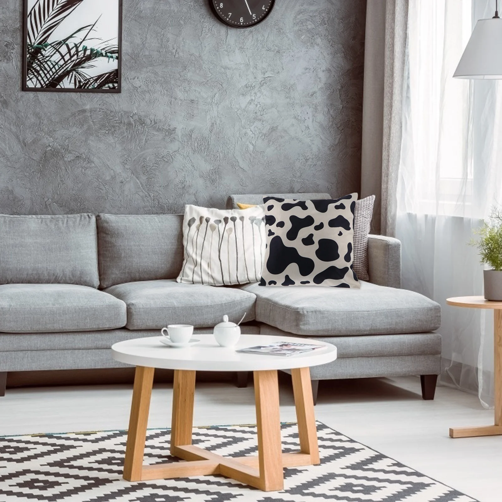 

1Pcs Milk Cow Prints Linen Pillow Cover Decorative Cushion Case for Home Sofa Chair Couch Car Living Room Bedroom