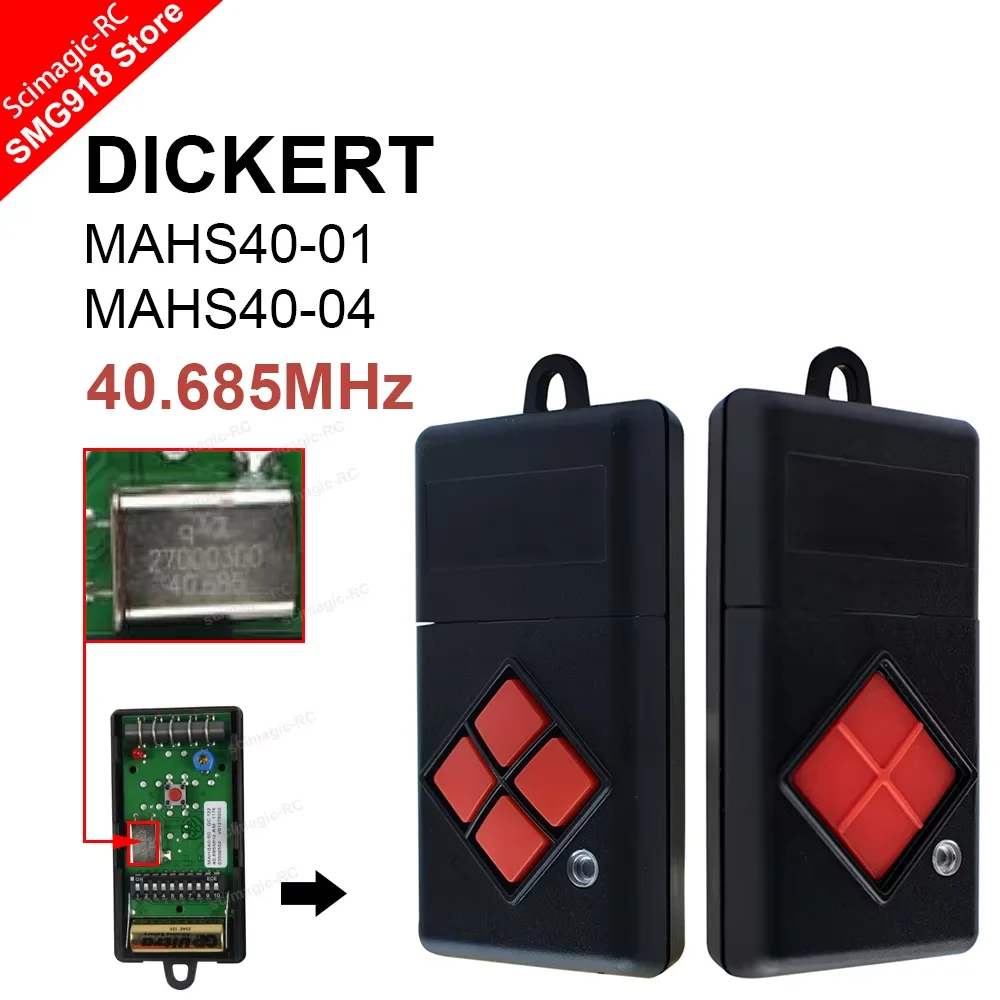 

Compatible For 40mhz DICKERT Red Key Handheld Transmitter DICKERT MAHS40-01 MAHS40-04 40.685MHz Garage Door Remote Control