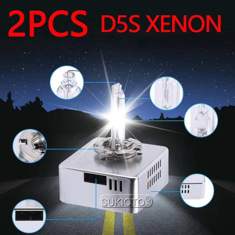 

2 шт., 25 Вт, 4300 К, D5S, 6000 К, холодный белый 66540 12410 9285410171, дальний ближний свет, прямая замена лампы D5S, ксеноновая лампа с металлическим основанием