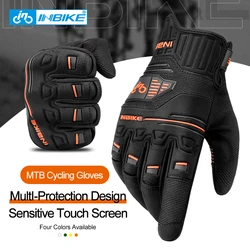 INBIKE Men Cycling Gloves MTB Bicycle Gloves Shockproof Men's Touchscreen Gloves Non-Slip Gloves for Man 5mm Thickened Palm Pad