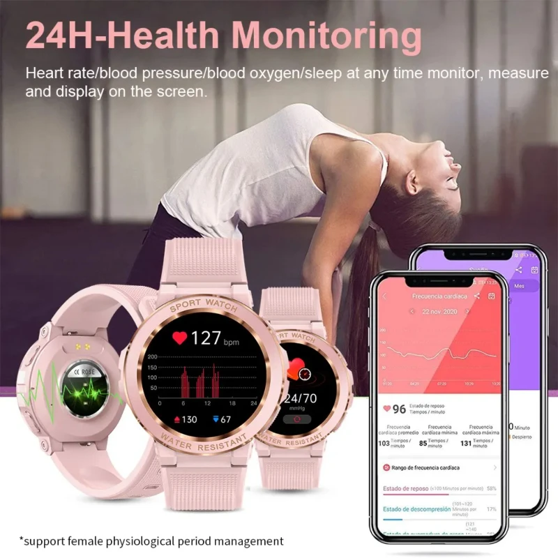 

Спортивные умные часы для женщин Bluetooth Call Smartwatch IP68 Водонепроницаемый фитнес-трекер Мониторинг здоровья для IOS Android MK60