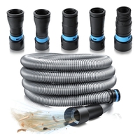 AC17-1 1/4 Inch X 10 Feet Dust Collection Hose Kit For Home And Vacuums System With 5 Adapters Of Woodworking Power Tool
