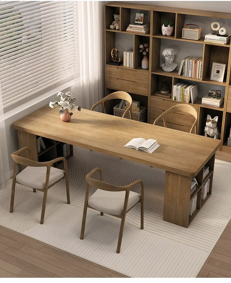 Modern simple home desk, solid wood desk and chair combination, student study table