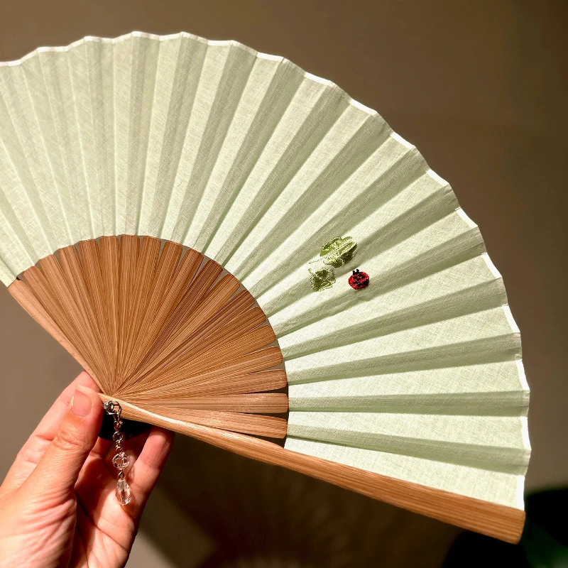 Embroidered Floral Bird Pattern Folding Fan with Case Portable Summer Cooling Daily Fan for Hanfu Gift Chinese Style Photo Prop