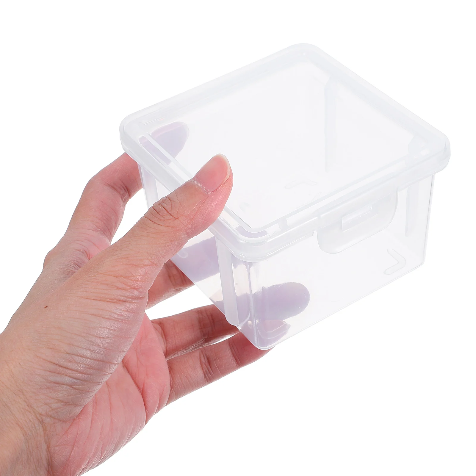 

4Pcs Transparent Bread Storage Box Airtight Plastic Container 3.7x3.5x2.3 Inches Kitchen Counter Freshness Keeper Spices