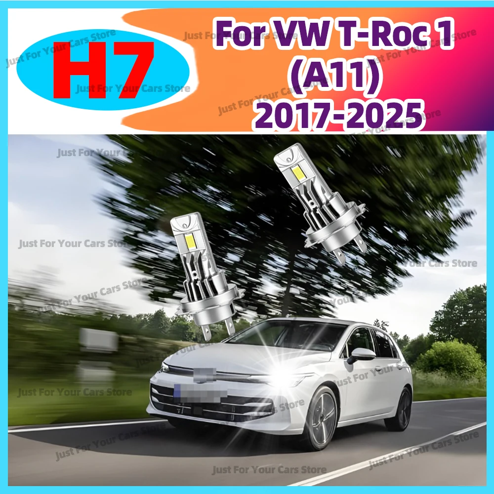 2x 6000K LED H7 Front Headlights 30000LM Auto Headlamps 12V Bulbs For VW T-Roc A11 2017 2018 2019 2020 2021 2022 2023 2024 2025