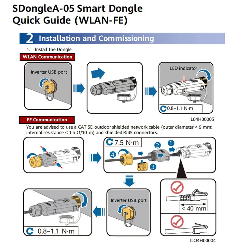 Imagem -05 - Inversor Wi-fi Huawei Dongle Inteligente Songle Sdonglea05 Wlan-fe Sun20008ktl20ktl-m2 Sun2000-20ktl 40ktl