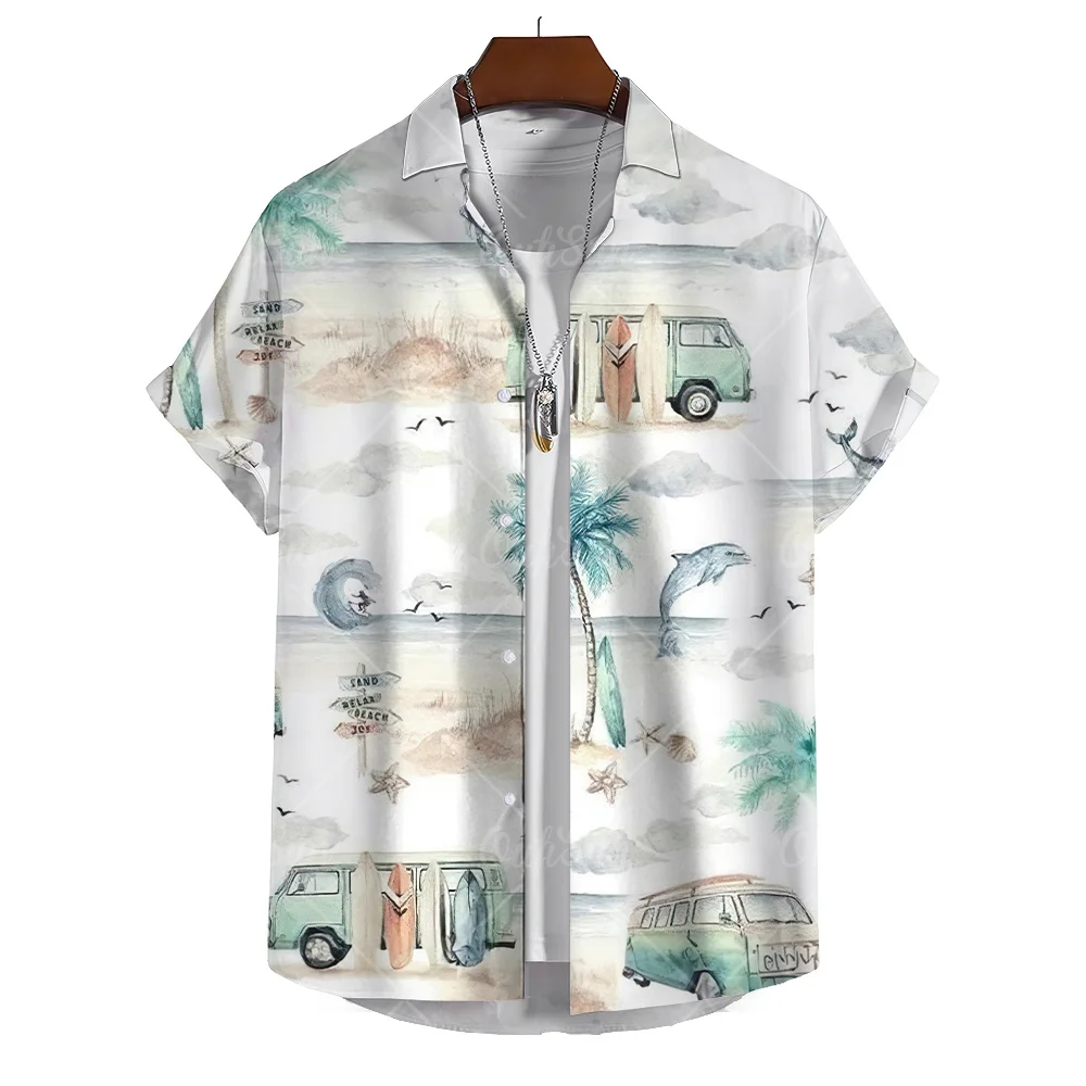 Chemise hawaïenne à manches courtes AMP Tree pour hommes, haut décontracté, vêtements de luxe à la mode, plage, fête, nouveau, 3D