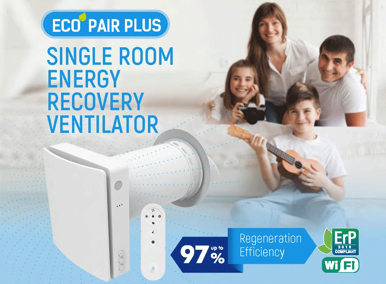 Single Room ERV Air Recuperator Energy Recovery Ventilator Ventilation System Heat Recovery Ventilation Single Room