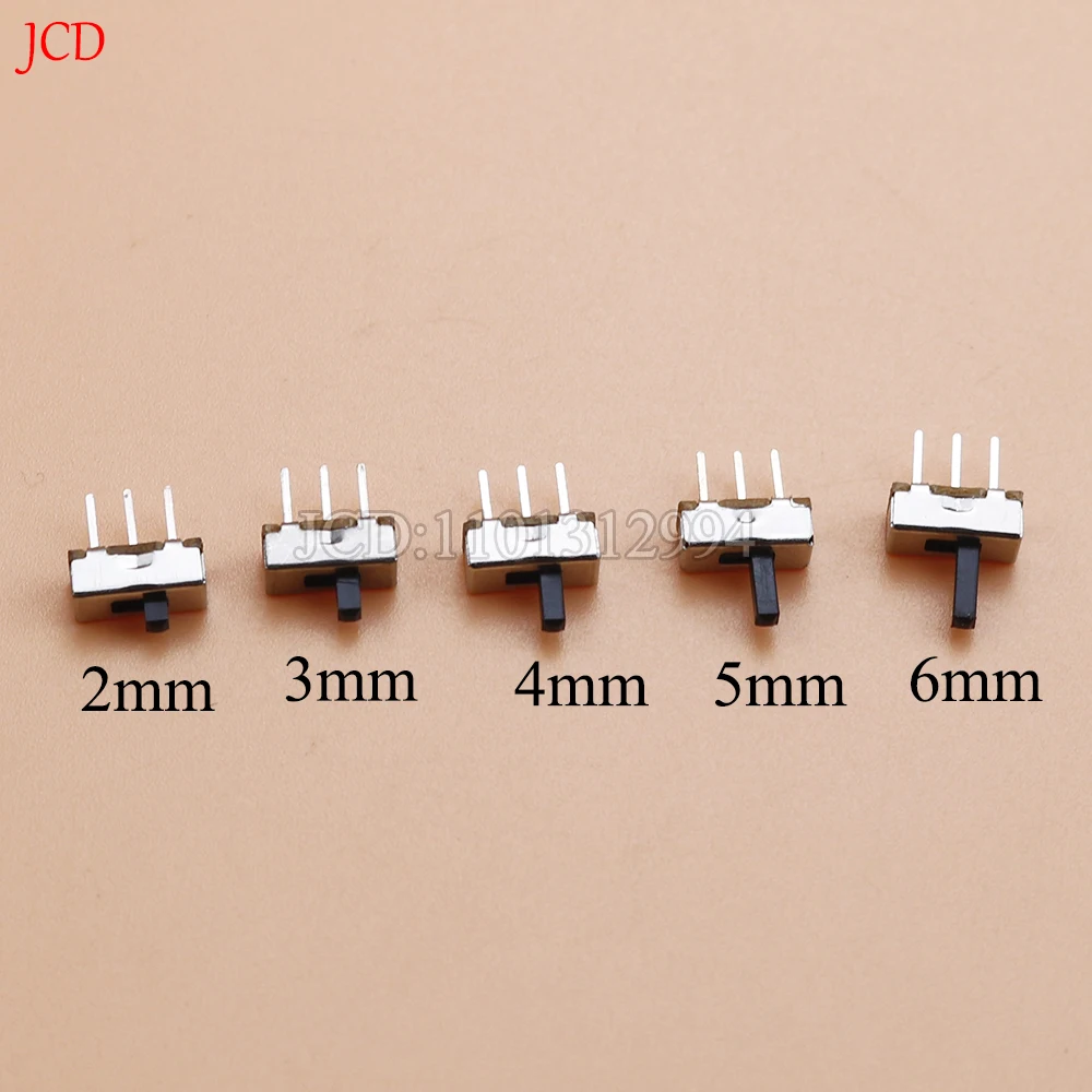 50Pcs SS12D00 Interruptor on-off mini Slide Switch 3pin 1P2T 2 Position High quality toggle switch Handle length:3MM/4MM/5MM/6MM