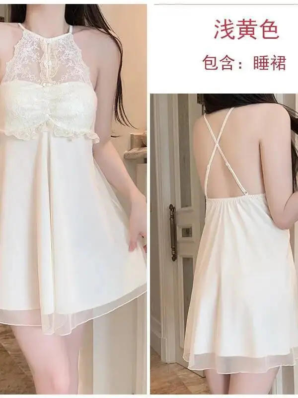 Wunderschöner sexy gepolsterter BH in Übergröße, leichtes, luxuriöses, transparentes Spitzen-Satin-Nachthemd, Robe-Kleid, elegantes, süßes Minikleid, 2025, Neu 9R2O