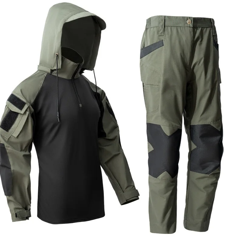Taktische Cargo-Anzüge T-Shirt und Cargo-Hose Herrenbekleidung Hemden Airsoft Paintball Jagdbekleidung Verschleißfest Outdoor – Detail 1