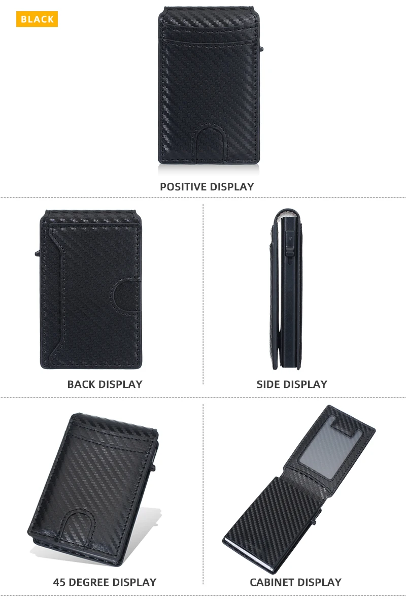 New RFID Men Card Wallets High Quality Carbon Fiber Magnetic Card Bag Photo Holder Male Pop-up Card Clips