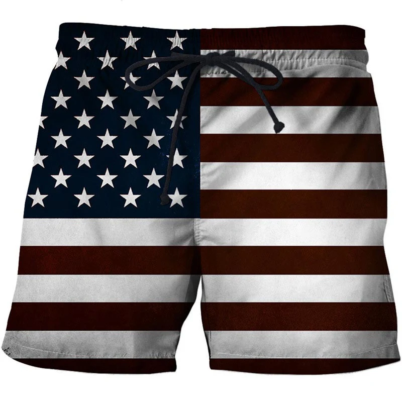 Men's Swimwear Shorts American Flag 3d Surfing Board Short Kids Beach Shorts Men Trunk USA Flag Swimsuit Sports Pants Briefs Boy