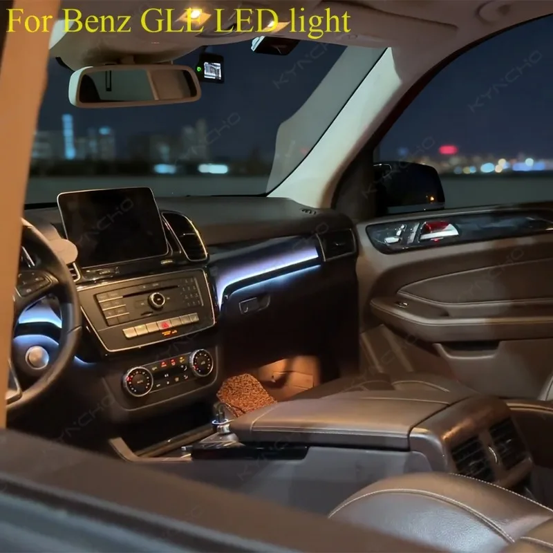 64 Colors LED Car Ambient Light Kit for GLE GLS W166 X166 ML 64 Colors RGB Bluetooth App Control Symphony Auto Interior Lighting