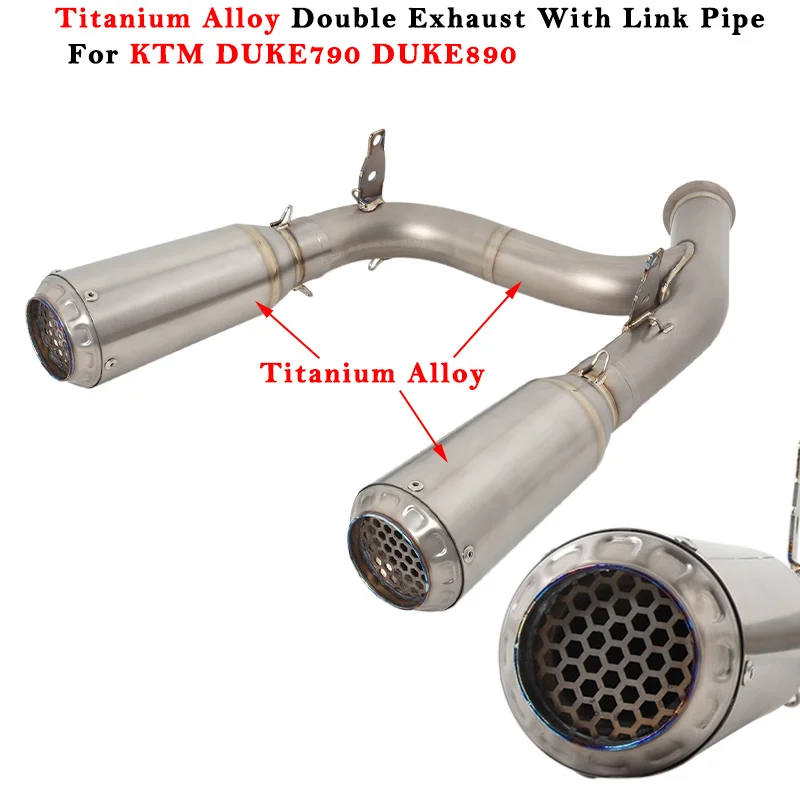 

Slip On For KTM DUKE 790 890 Motorcycle Exhaust Escape System Modified Full Titanium Alloy Double Muffler With Middle Link Pipe