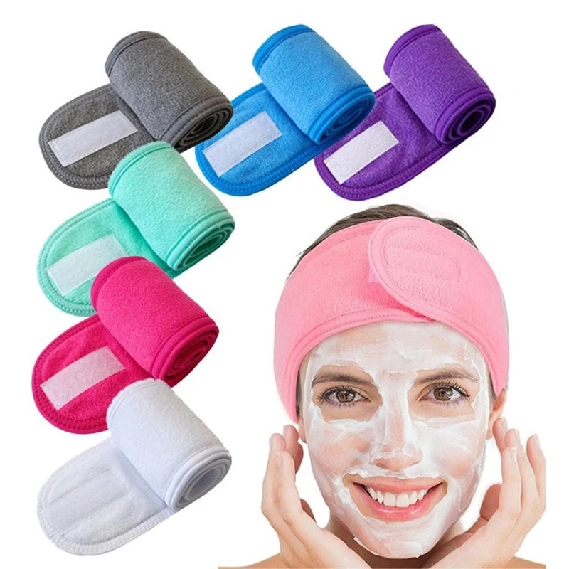 1pc Spa Makeup Soft Toweling Hairband Women Non-Slip Adjustable Sports Headband Yoga Bath Shower Wide Head Band