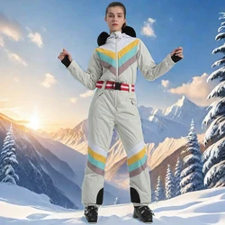 2025 Female Ski Jumpsuit Adult Hooded Coat Overall Winter Skiing Clothing Women Snowfield Warm Suits Outdoor Ski Sport Tracksuit