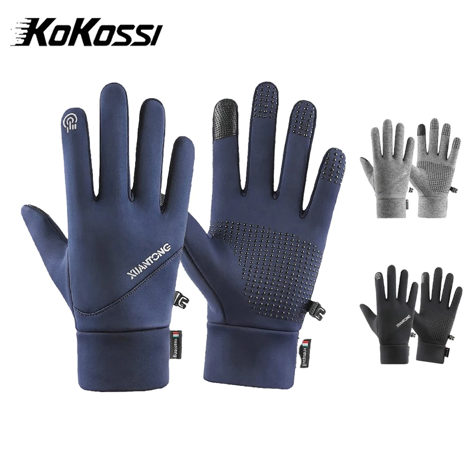 

KoKossi 1Pair Winter Thermal Fleece Windproof Cycling Gloves Skiing Gloves Waterproof Bike Running Mittens Sport Woman Men