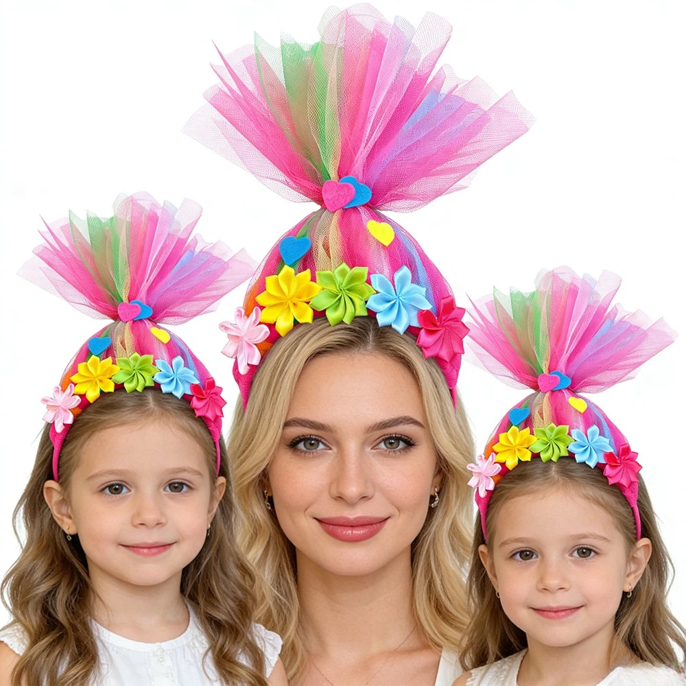 Halloween Magic Elf Cosplay Headband Princess Poppy Trolls Hair Hoop Performanc Birthday Party Hair Accessories