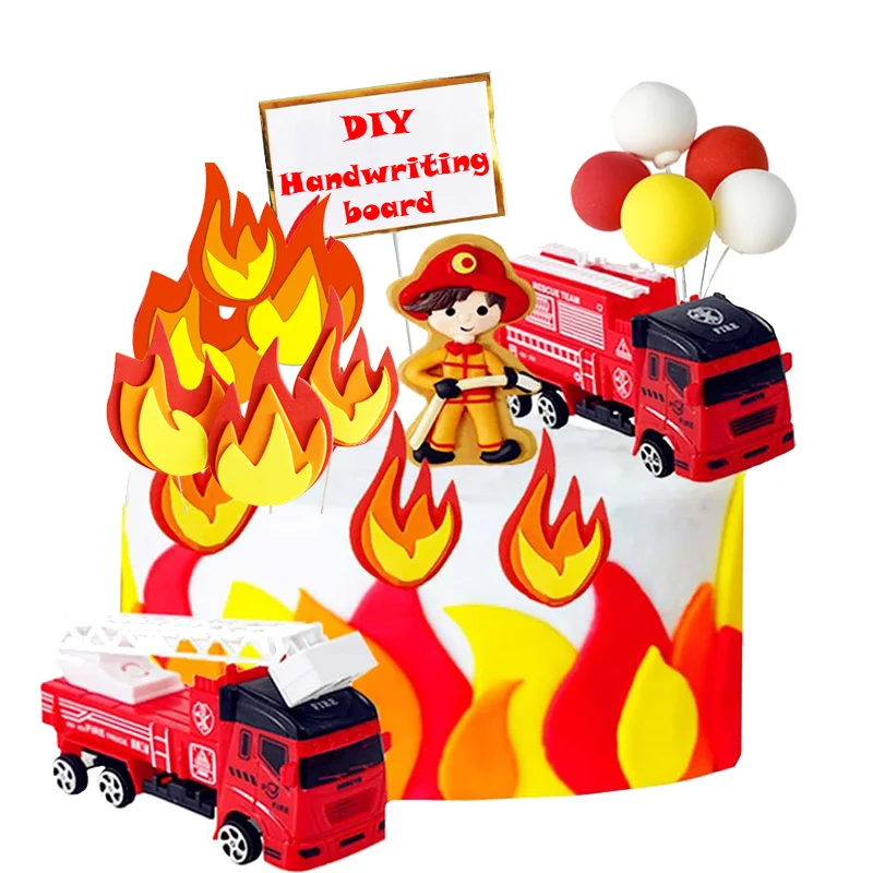 Fireman Birthday Firetruck Birthday Cake Decoration Firefighter Birthday Fire Department Party DIY Decorations