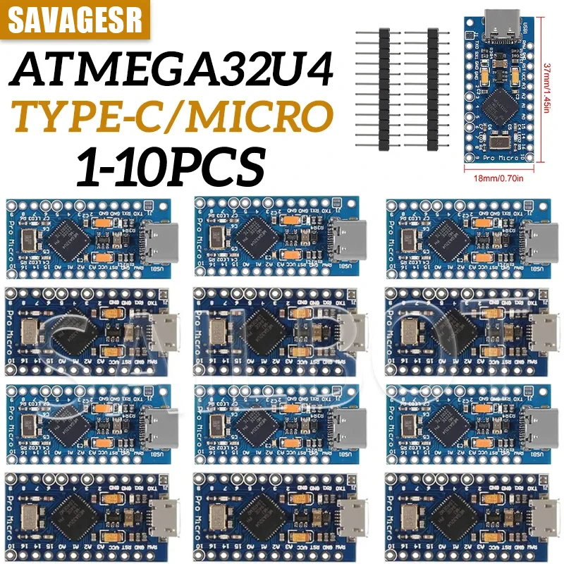 10-1PCS Pro Micro ATmega32U4 5V 16MHz Original Chip Replace ATmega328 For Arduino Pro Mini For Leonardo UNO R3