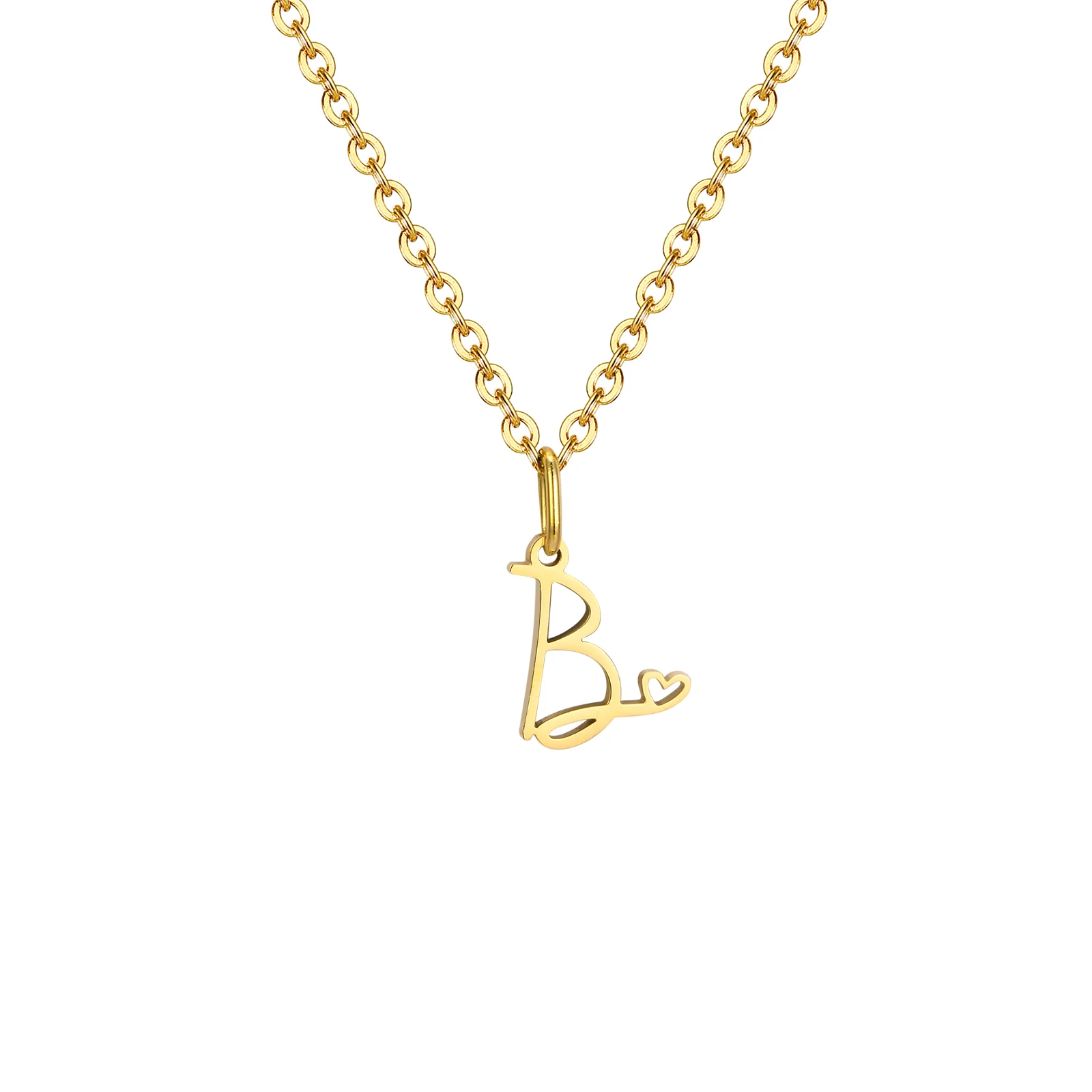 Zierliche Herz-Initial-Halskette für Damen, vergoldeter A-Z-Buchstaben-Anhänger, wasserdichter Edelstahl-Monogramm-Schmuck, personalisierbar.