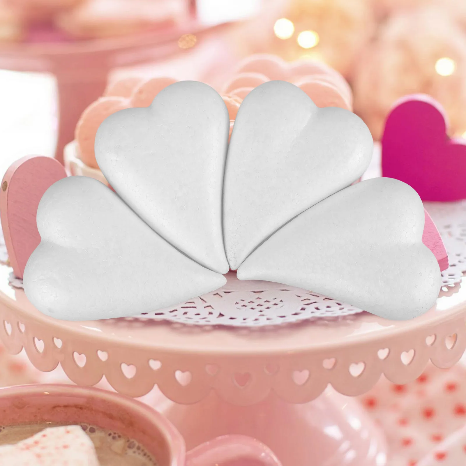

4Pcs Heart Shaped Foam Ball DIY Craft Project Unpainted Blank for Party Wedding Decoration Handmade Ornament Supply