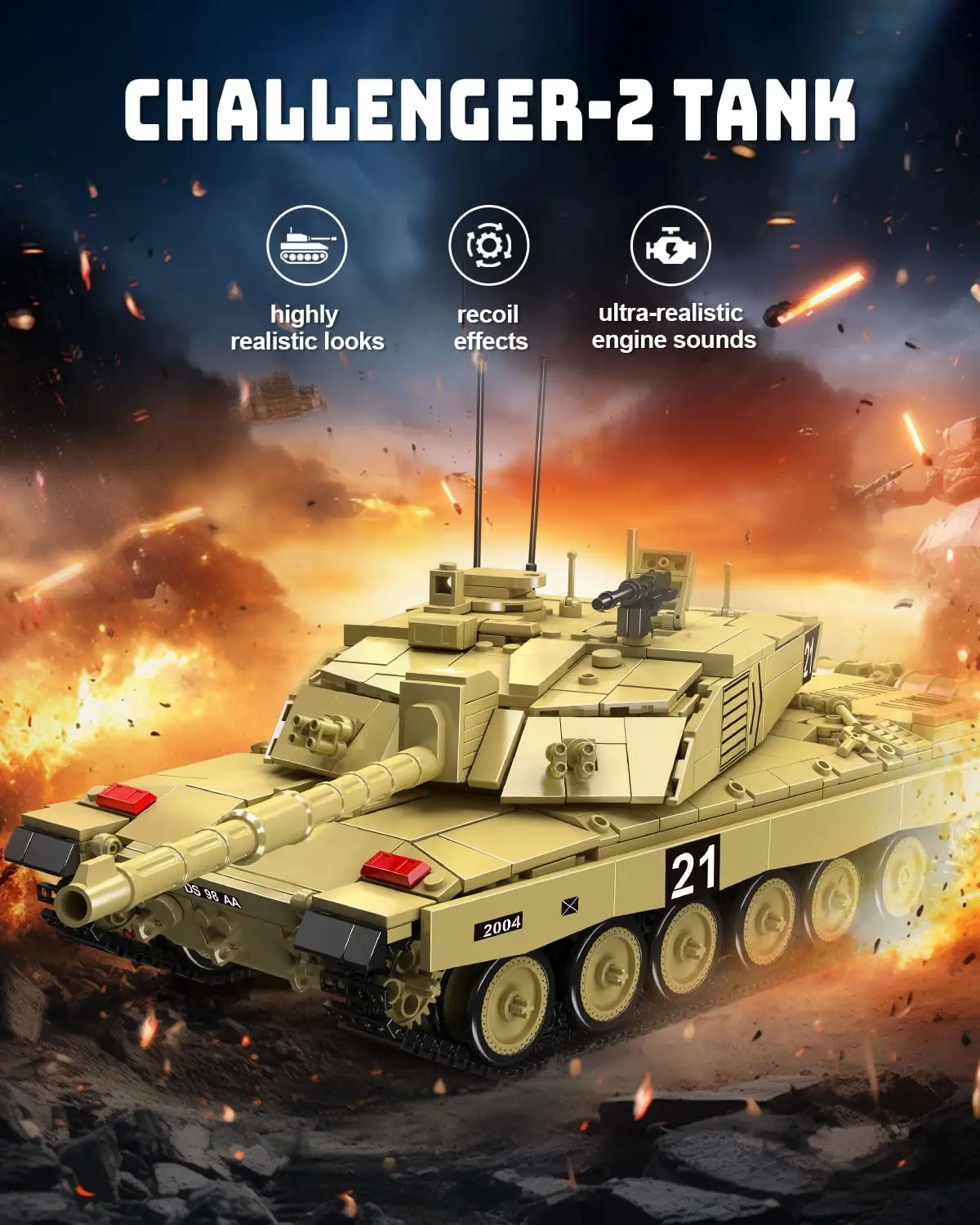 

Mould King 20037 1129 PCS RC Military Tank Building Kit, APP/Remote Control Model for Teens & Adults, Collectible Display Gift