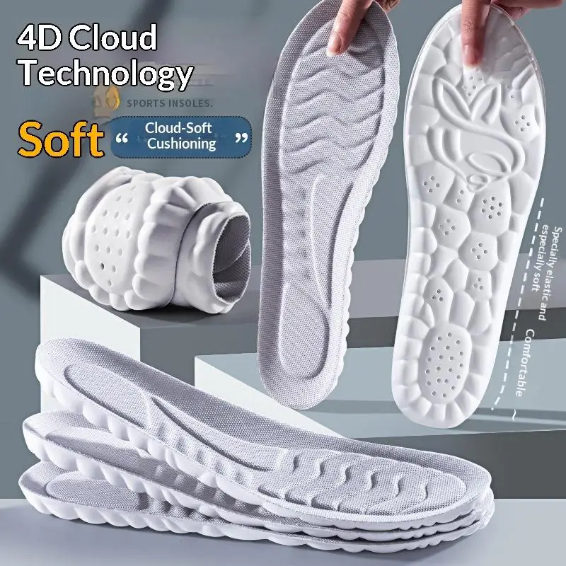 4D Massage Insoles Super Soft Sports Shoes Insole For Feet Running Baskets Shoe Sole Arch Support Orthopedic Inserts Unisex