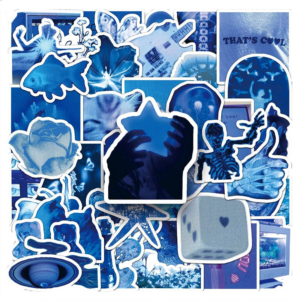 10/30/50 قطعة INS نمط بكسل الأزرق الكرتون ملصقات الإبداعية الجمالية ملصقات فنية DIY بها بنفسك زجاجة ماء المحمول الهاتف ملصق مضاد للمياه