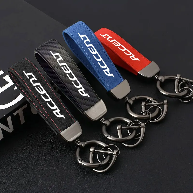 Брелок из искусственной кожи, 4 цвета, деловой подарок, замшевый брелок для ключей для мужчин и женщин, брелок для ключей в виде автомобиля с ремешком для HYUDNAI accent