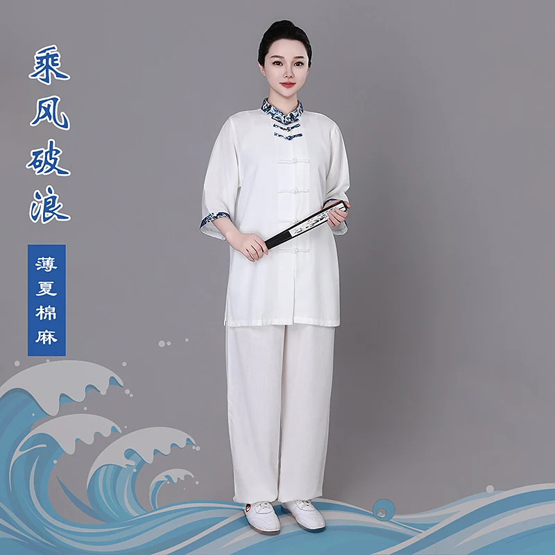 conjunto-de-uniforme-de-practica-de-tai-chi-para-mujer-verano-2025-nuevo-ligero-mezcla-de-algodon-y-lino-mangas-tres-cuartos-transpirable