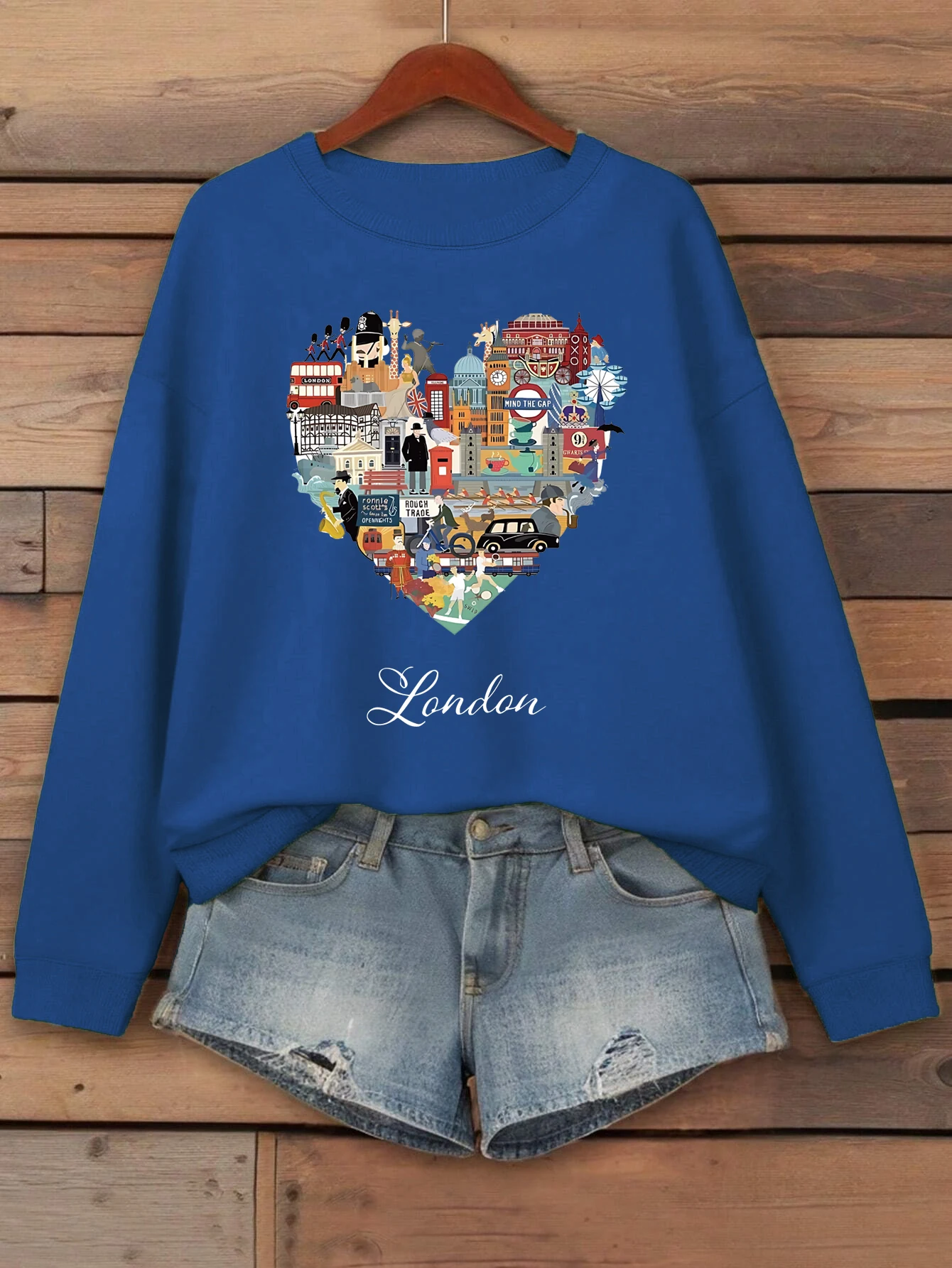London Heart Street View Print Sweatshirt Women Fleece Hip Hop Streetwear Loose Autumn Clothes Comfortable O-Neck Pullovers image 3
