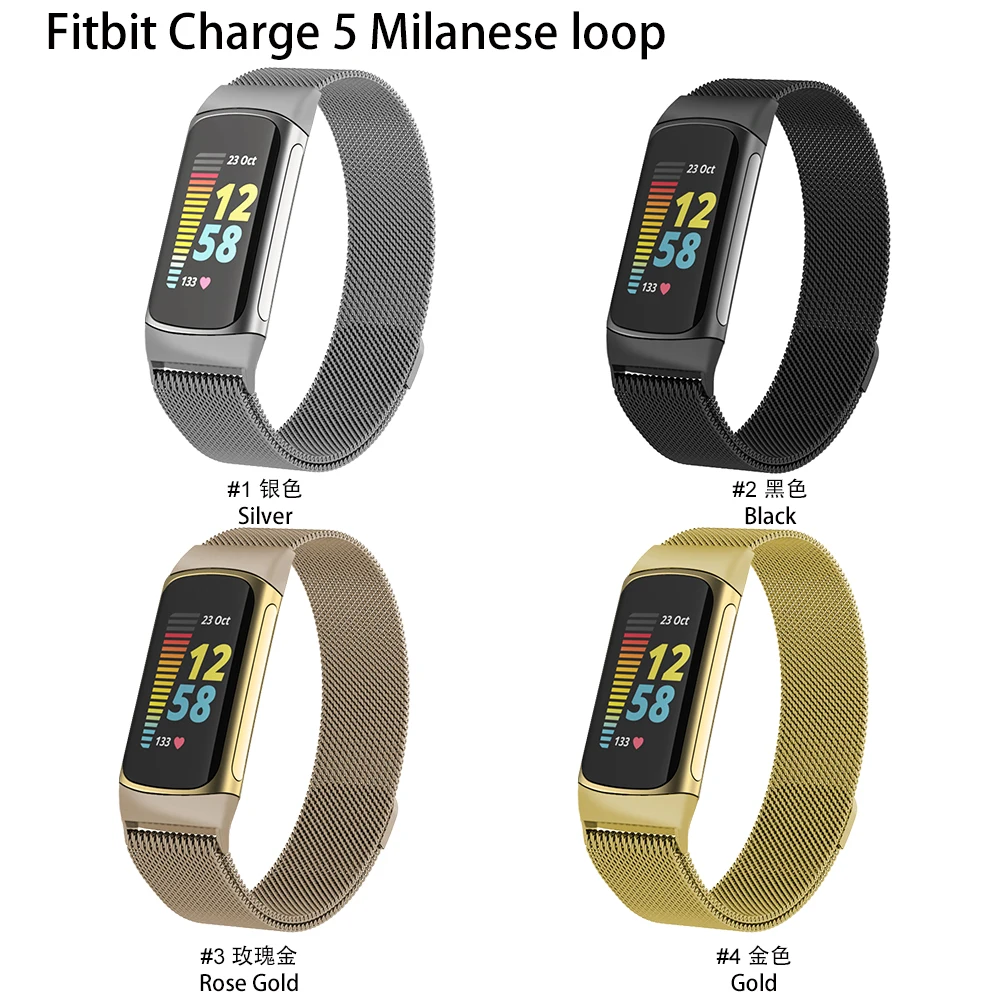 Magnetische Metalen Band Voor Fitbit Charge 5 Band Compatibel Met Fitbit Armband Vervanging Milanese Loop Smartwatch Polsband