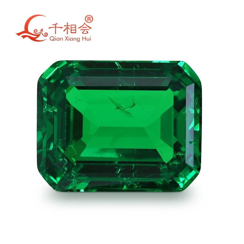 

Yttrium Aluminum Oxide Cultivated Tsavorite emerald Shape Columbia green color with inclushions artificial gem stone