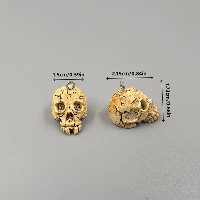 9pcs Mini Resin Retro Skull Pendant Charms for DIY Jewelry Making, Halloween Party Earrings, Necklaces, Keychain Additions