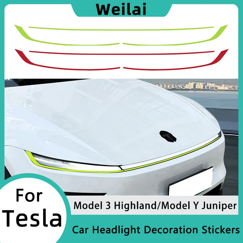 Per Tesla Modello 3 Highland 2025 Auto Faro Decorazione Adesivi Modello Y Juniper 2026 Trim Strip Cambia Colore Pellicola Accessori