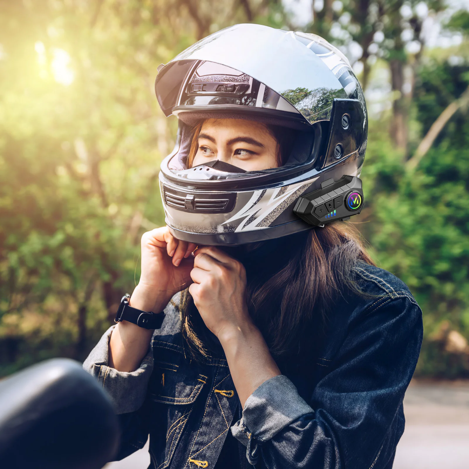 

Hifi Bt 5.3 Motorcycle Headset Dual Phone Connection Wireless Call Motorbike Headphone Full Face
