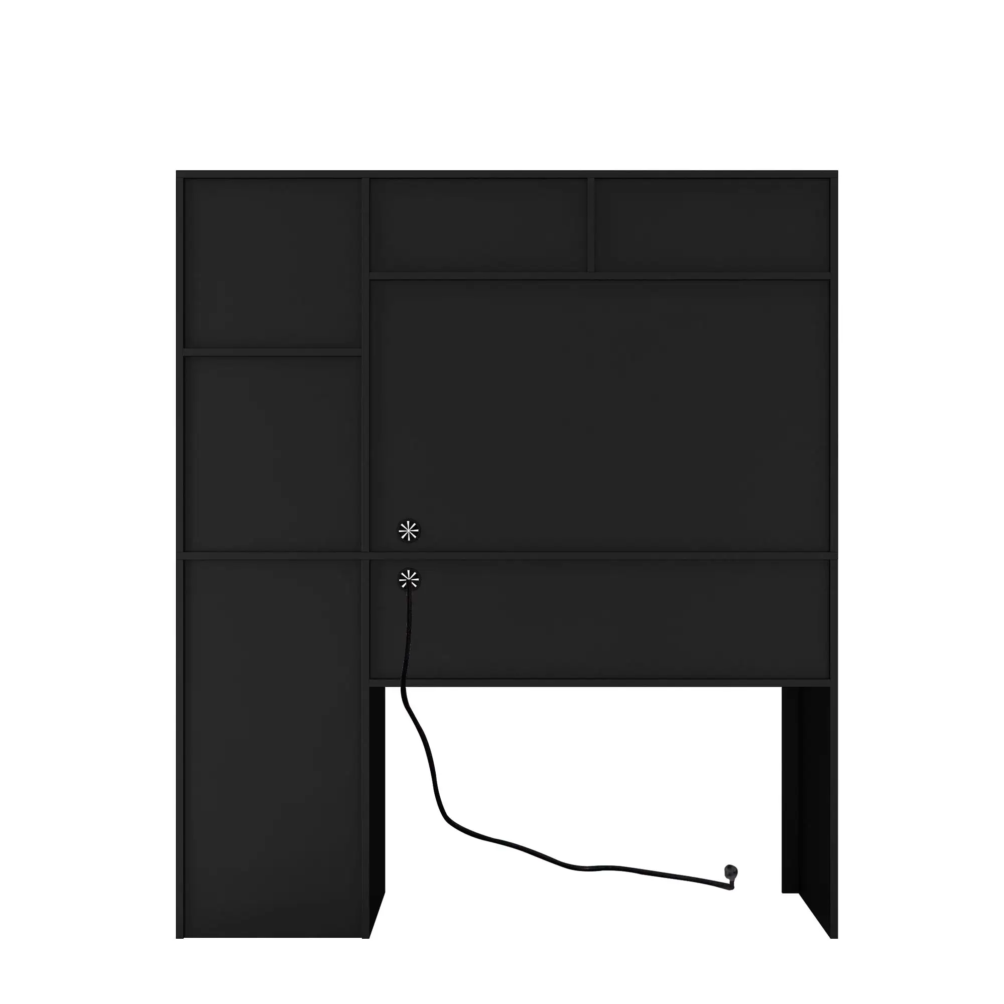 

Modern Black Computer Desk with Hutch & Bookshelf, Writing Table for home Office, 3 AC Outlets & 2 USB Ports