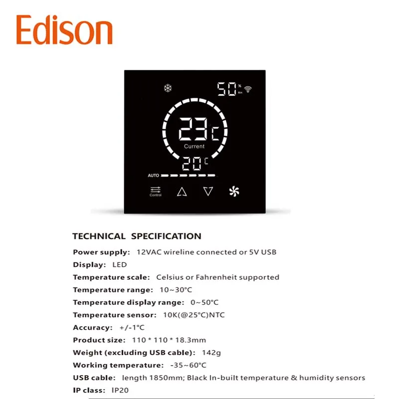 Flexible PVC Smart AC Controller Thermostat IR WiFi Mini Split Panel 12Vac Thermostat For Schools Hospitals Rectangle Heating - view 2