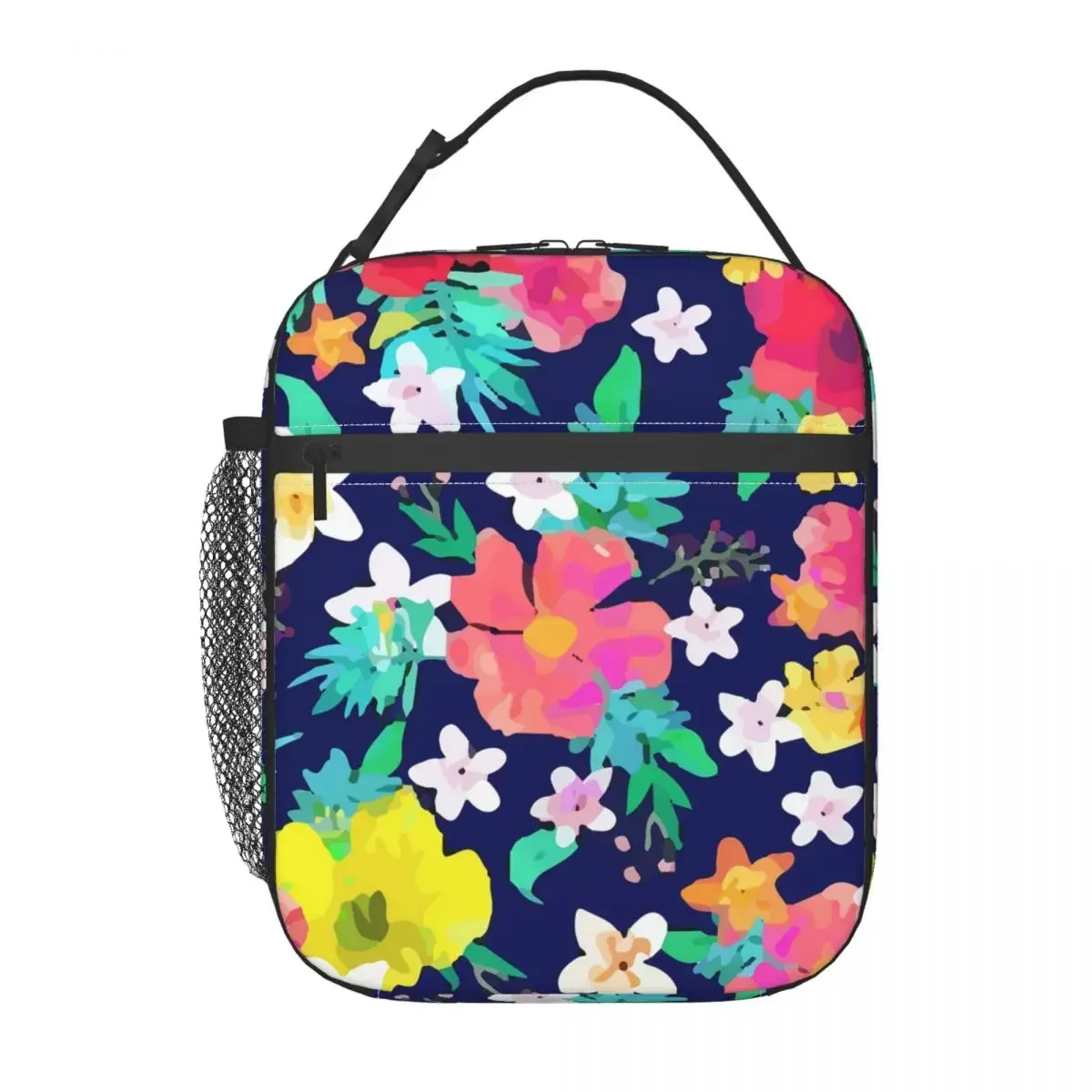 

Сумка для обеда с тропическим цветочным принтом, повседневная коробка для обеда с красочным принтом для детского пикника, портативная сумка-холодильник, водонепроницаемая сумка-тоут с принтом, сумки для еды