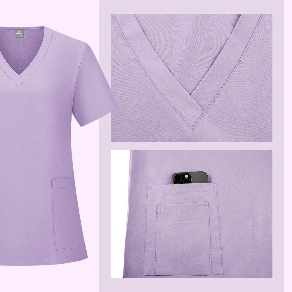 ใหม่แฟชั่นร้านเสริมสวยสปา Workwear เครื่องแบบผ่าตัดผู้หญิง Medical ชุดขัด Clinical พยาบาลหมอ Clinical Top กางเกง