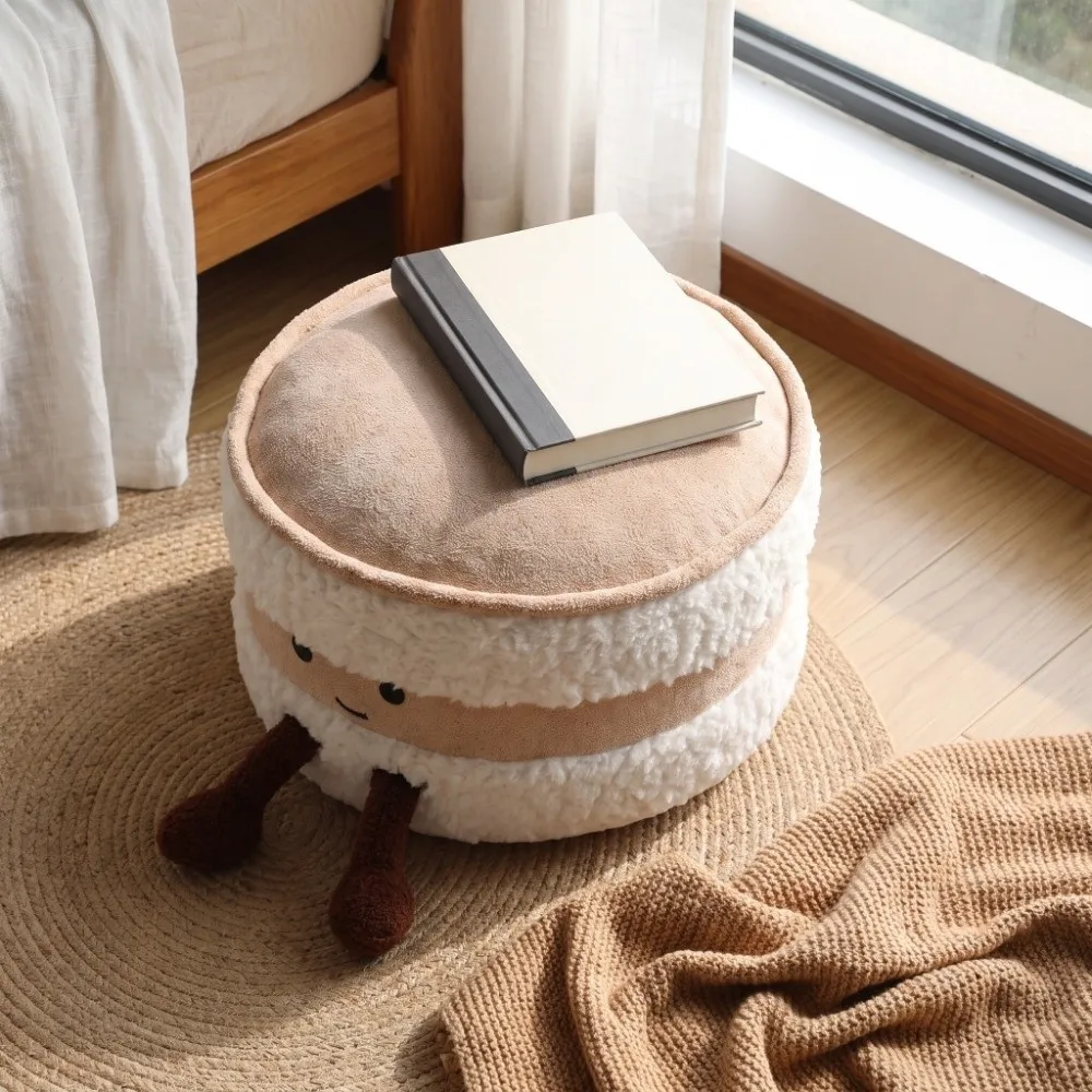 Soft Tatami Cushion Cute Bread Shaped Floor Pouf Plush Cartoon Foot Stool 30cm Bread Shape Lazy Sofa Footrest Bedroom