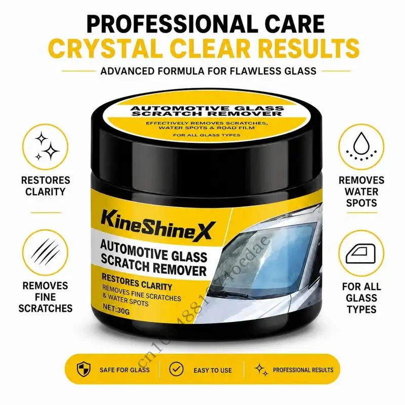 Auto Glass Polishing Paste with Sponge for Car Glass Scratch Care 