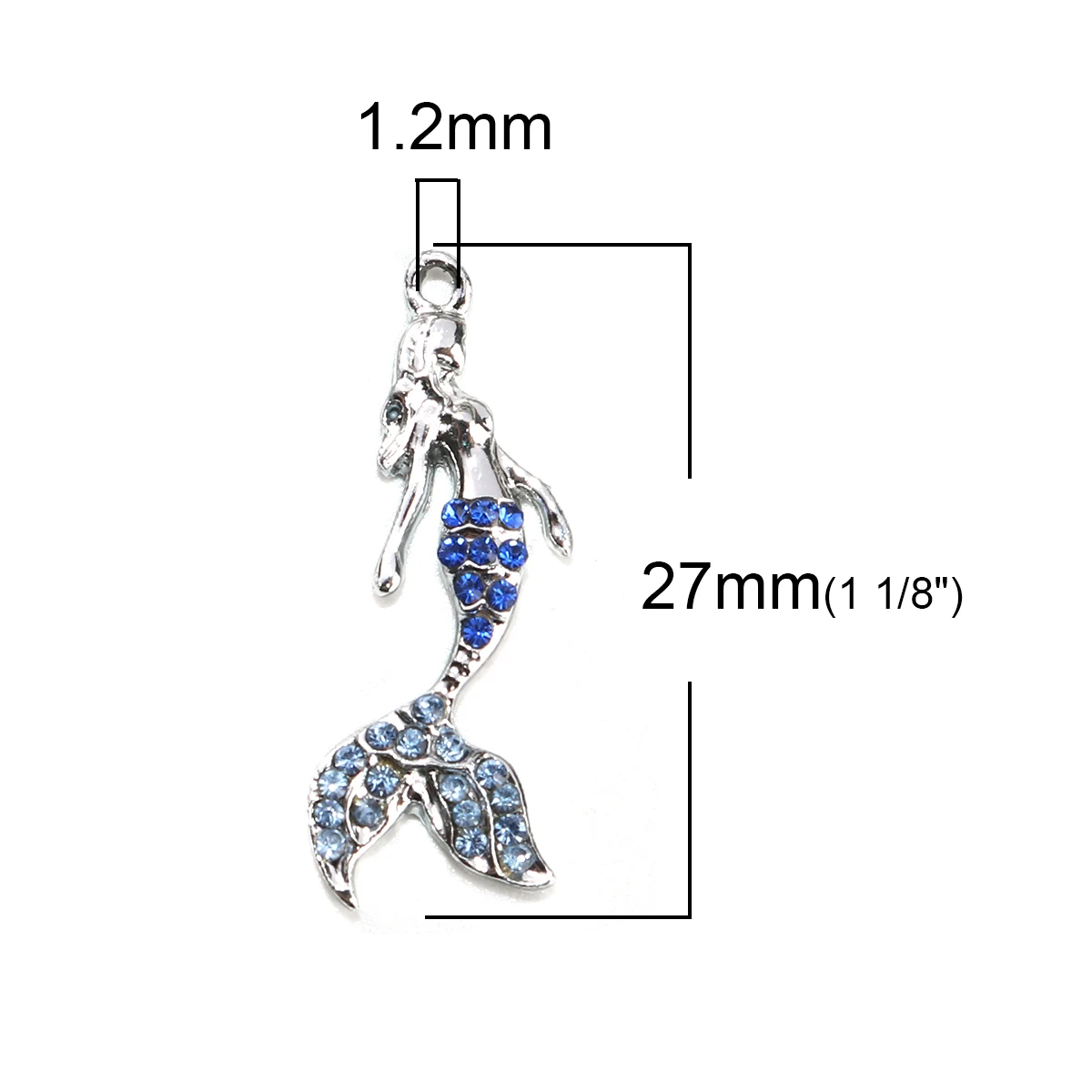 5PC Rhinestone Mermaid Charms For Jewelry Making Blue Pink Crystal Zinc Alloy Pandants Diy Necklace Bracelet findings 26mm X10mm