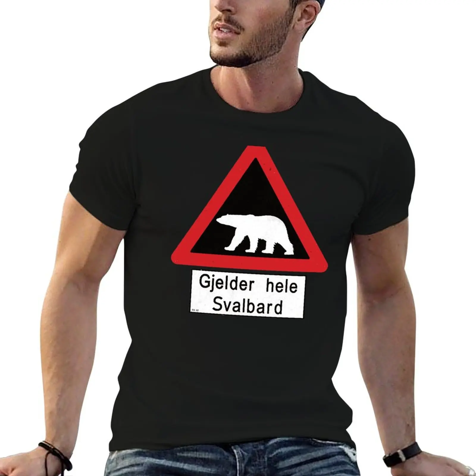 Svalbard Beware of Polar Bears Sign - Gjelder hele Svalbard T-Shirt plus size clothes plus sizes blue archive mens tall t shirts