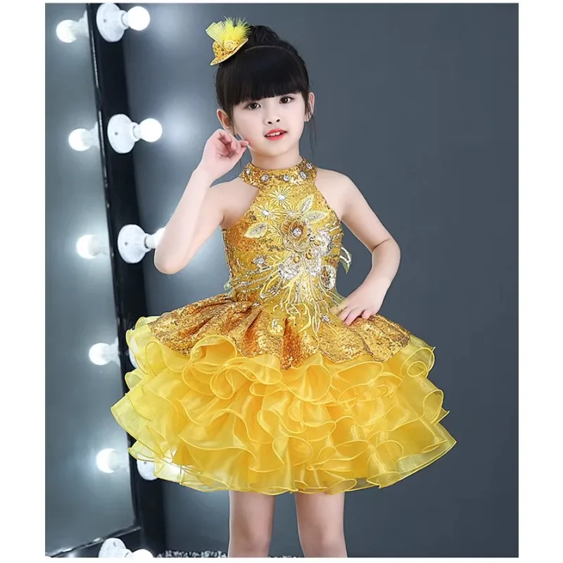 Children's fluffy dress on June 1st, modern dance dress performance clothing,